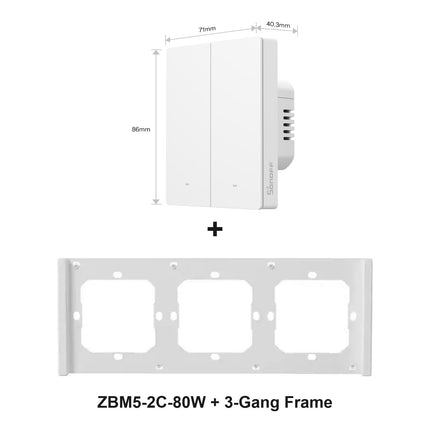 SONOFF ZBM5-2C-80W with 3-Gang switch frame (white)