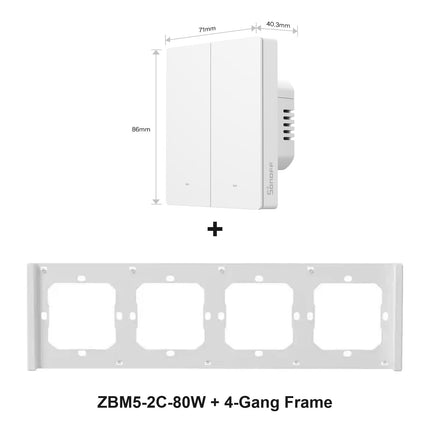 SONOFF ZBM5-2C-80W with 4-Gang switch frame (white)