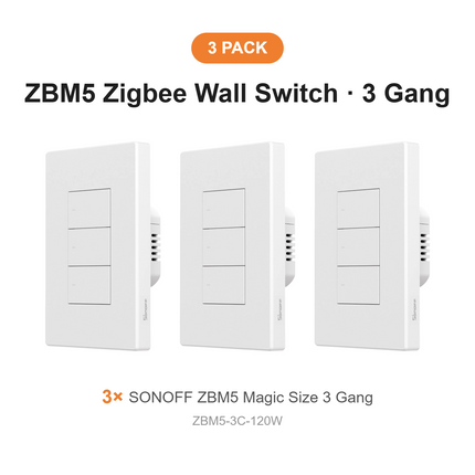 SONOFF ZBM5-3C-120W Zigbee Wall Switch 3 Gang – 3 Pack