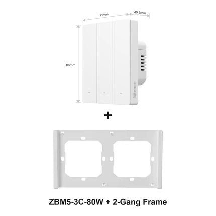 SONOFF ZBM5-3C-80W with 2-Gang switch frame (white)