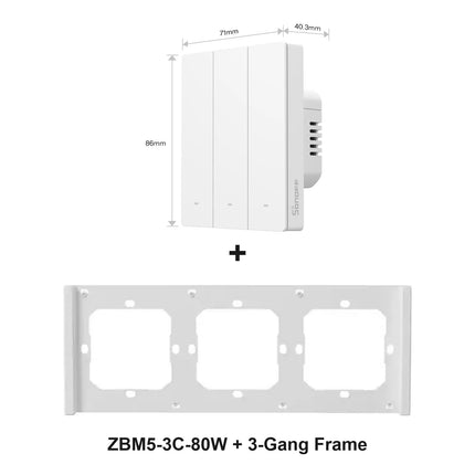 SONOFF ZBM5-3C-80W with 3-Gang switch frame (white)