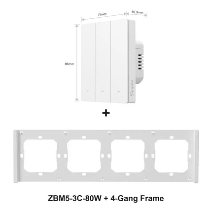 SONOFF ZBM5-3C-80W with 4-Gang switch frame (white)