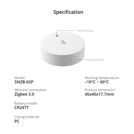 SONOFF SNZB-02P Zigbee Temperature & Humidity Sensor (12/12)