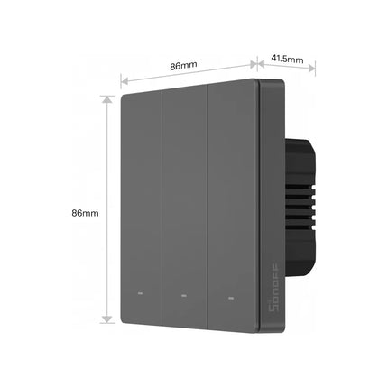 SONOFF M5 Smart Wall Switch 3 Gang | UK Size 86 Type, White Matter & Black | M5-3C-86