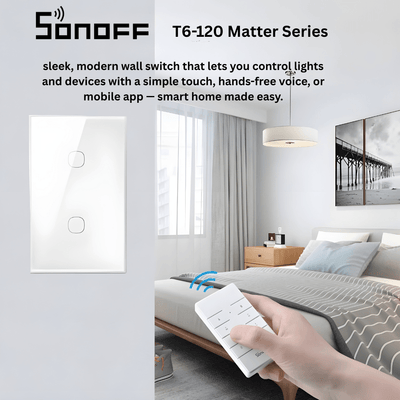 T6 Matter Series Smart Touch Wall Switch | Wi-Fi | Glass Panel Touch Switch | Works with Alexa