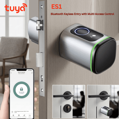 TUYA Smart Cylinder Lock – Bluetooth Keyless Entry, App - Controlled, Secure Silver Finish - Bestways Smart - home Solutions