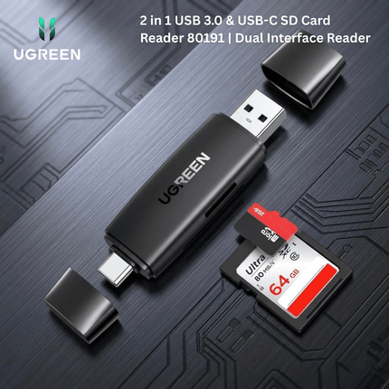 UGREEN 2 in 1 USB 3.0 & USB - C SD Card Reader 80191 | Dual Interface Reader - Bestways Smart - home Solutions