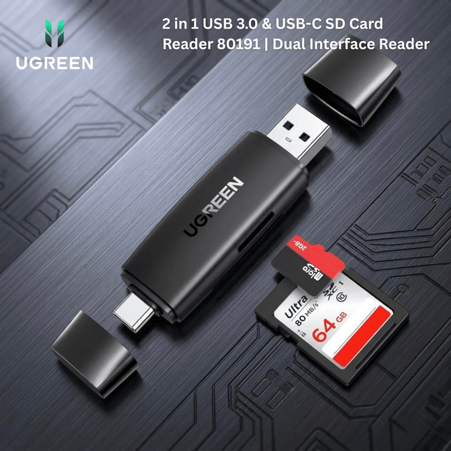 UGREEN 2 in 1 USB 3.0 & USB - C SD Card Reader 80191 | Dual Interface Reader - Bestways Smart - home Solutions