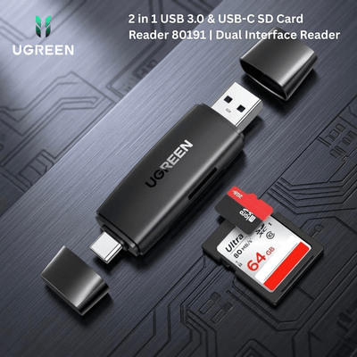 UGREEN 2 in 1 USB 3.0 & USB - C SD Card Reader 80191 | Dual Interface Reader - Bestways Smart - home Solutions