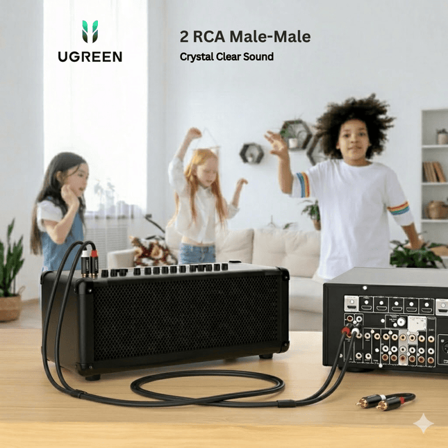 UGREEN 2 RCA Male to Male Cable AV104 | Stereo Audio Cable | Gold-Plated Connectors