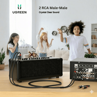 UGREEN 2 RCA Male to Male Cable AV104 | Stereo Audio Cable | Gold-Plated Connectors