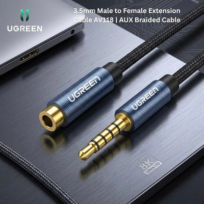 UGREEN 3.5mm Male to Female Extension Cable AV118 | AUX Braided Cable - Bestways Smart - home Solutions