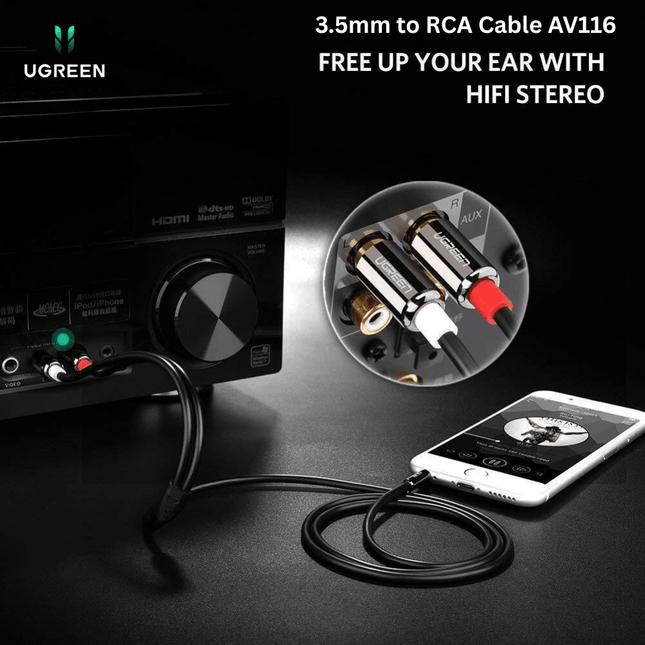 UGREEN 3.5mm to RCA Cable AV116 | AUX to Stereo Audio Cable - Bestways Smart - home Solutions
