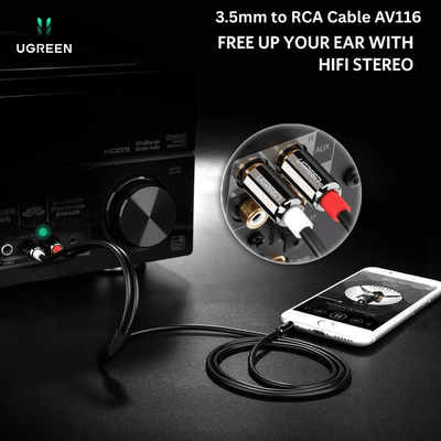 UGREEN 3.5mm to RCA Cable AV116 | AUX to Stereo Audio Cable - Bestways Smart - home Solutions