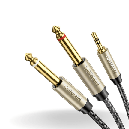 Ugreen cable audio cable mini jack 3.5mm - 2 x jack 6.35mm 2m gray / AV126 - Bestways Smart - home Solutions