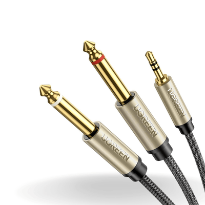 Ugreen cable audio cable mini jack 3.5mm - 2 x jack 6.35mm 2m gray / AV126 - Bestways Smart - home Solutions