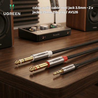 Ugreen cable audio cable mini jack 3.5mm - 2 x jack 6.35mm 2m gray / AV126 - Bestways Smart - home Solutions