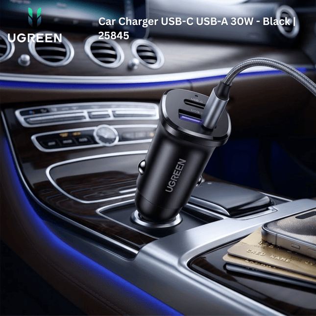 UGREEN Car Charger USB - C USB - A 30W - Black | 25845 - Bestways Smart - home Solutions