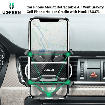 UGREEN Car Phone Mount Retractable Air Vent Gravity Cell Phone Holder Cradle with Hook | 80871 - Bestways Smart - home Solutions