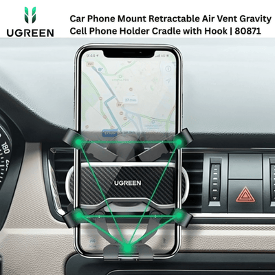 UGREEN Car Phone Mount Retractable Air Vent Gravity Cell Phone Holder Cradle with Hook | 80871 - Bestways Smart - home Solutions