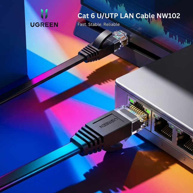 UGREEN Cat 6 U/UTP LAN Cable NW102 (Black) | High - Speed Ethernet Cable - Bestways Smart - home Solutions