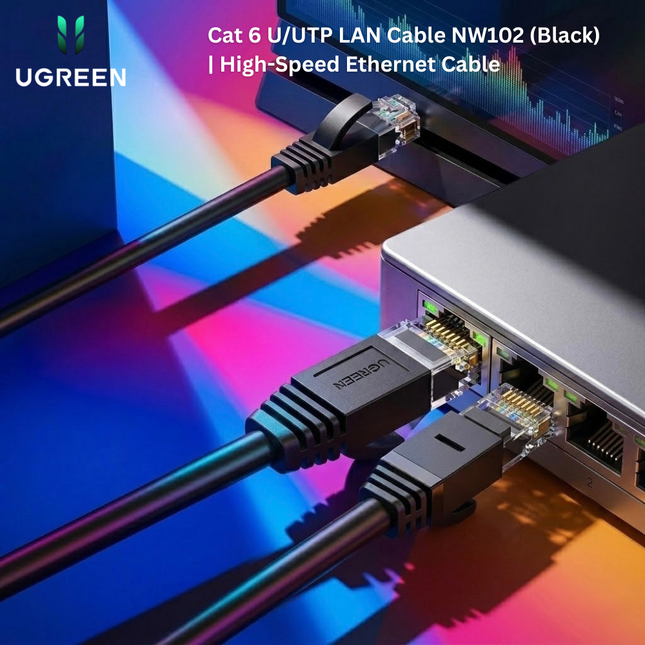 UGREEN Cat 6 U/UTP LAN Cable NW102 (Black) | High - Speed Ethernet Cable - Bestways Smart - home Solutions