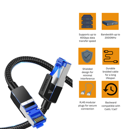 UGREEN CAT8 Shielded Braided LAN Cable NW153 | Ultra High - Speed Ethernet Cable - Bestways Smart - home Solutions