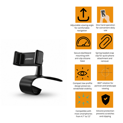 UGREEN Dashboard Snap Clip Phone Holder (Black) | 60796 - Bestways Smart - home Solutions