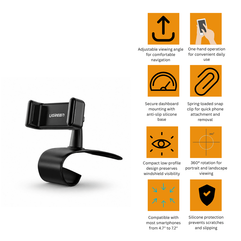 UGREEN Dashboard Snap Clip Phone Holder (Black) | 60796 UGREEN Dashboard Snap Clip Phone Holder (Black) | 60796