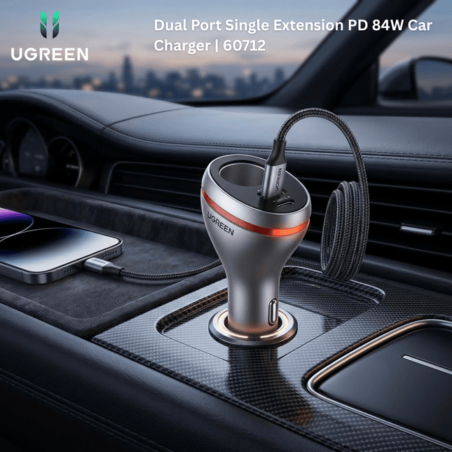 UGREEN Dual Port Single Extension PD 84W Car Charger | 60712 - Bestways Smart - home Solutions