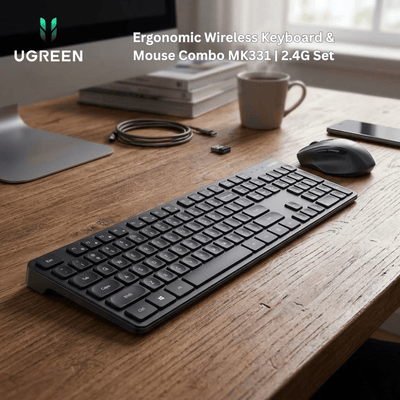 UGREEN Ergonomic Wireless Keyboard & Mouse Combo MK331 | 2.4G Set - Bestways Smart - home Solutions