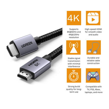 UGREEN HDMI Cable HD140 | 8K@60Hz / 4K@120Hz Ultra HD Cable - Bestways Smart - home Solutions
