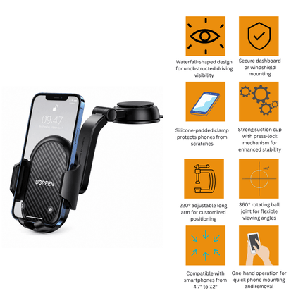 UGREEN Magnetic Waterfall - Shaped Suction Cup Phone Mount Press type | 20473 - Bestways Smart - home Solutions