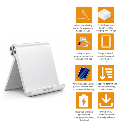 UGREEN Tablet Stand Holder Adjustable Portable Desktop Holder (White) | 30485 - Bestways Smart - home Solutions