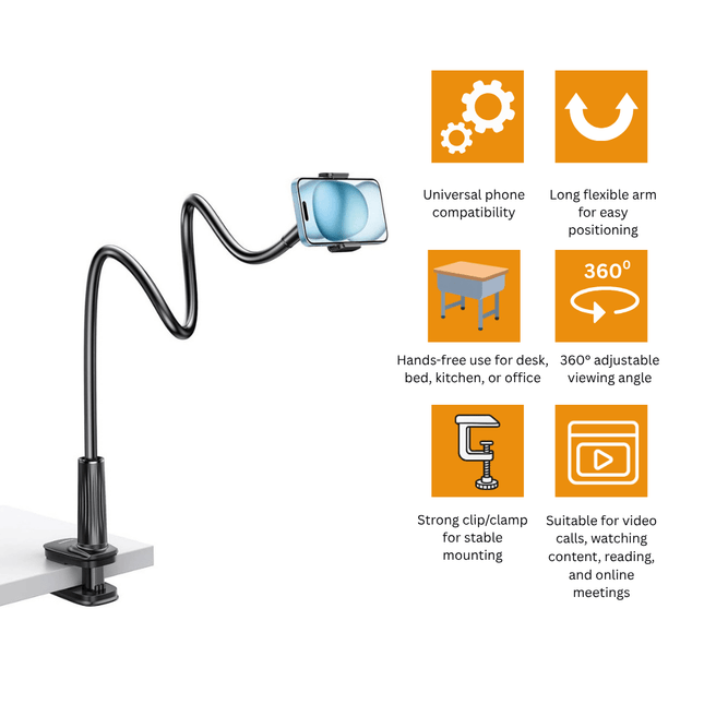 UGREEN Universal Phone Holder with Long Arm | Flexible Adjustable Stand | Desk & Bed Mount - Bestways Smart - home Solutions