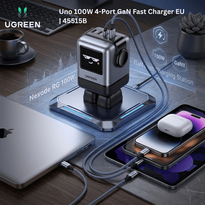 UGREEN Uno 100W 4 - Port GaN Fast Charger EU | 45515B - Bestways Smart - home Solutions