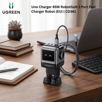 UGREEN Uno Charger 65W RobotGaN 3 Port Fast Charger Robot (EU) | CD361 - Bestways Smart - home Solutions