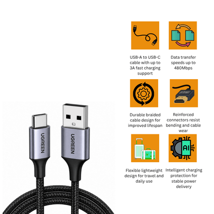 UGREEN USB - A to USB - C Quick Charging Cable (Black) | US288 - Bestways Smart - home Solutions