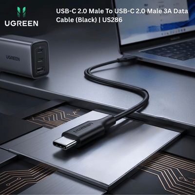 UGREEN USB - C 2.0 Male To USB - C 2.0 Male 3A Data Cable (Black) | US286 - Bestways Smart - home Solutions