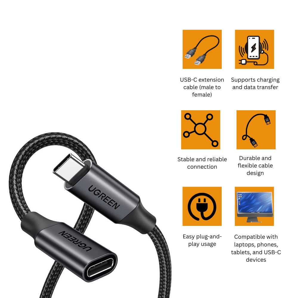 UGREEN كابل تمديد USB-C US372 | كابل تمديد تايب سي UGREEN كابل تمديد USB-C US372 | كابل تمديد تايب سي