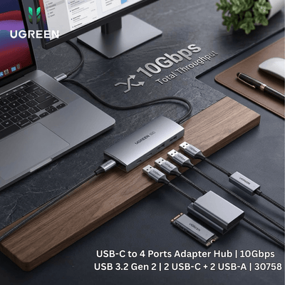 UGREEN USB - C to 4 Ports Adapter Hub | 10Gbps USB 3.2 Gen 2 | 2 USB - C + 2 USB - A | 30758 - Bestways Smart - home Solutions