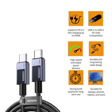 UGREEN USB - C to USB - C Cable US535 | PD 3.1 240W Fast Charging Cable - Bestways Smart - home Solutions