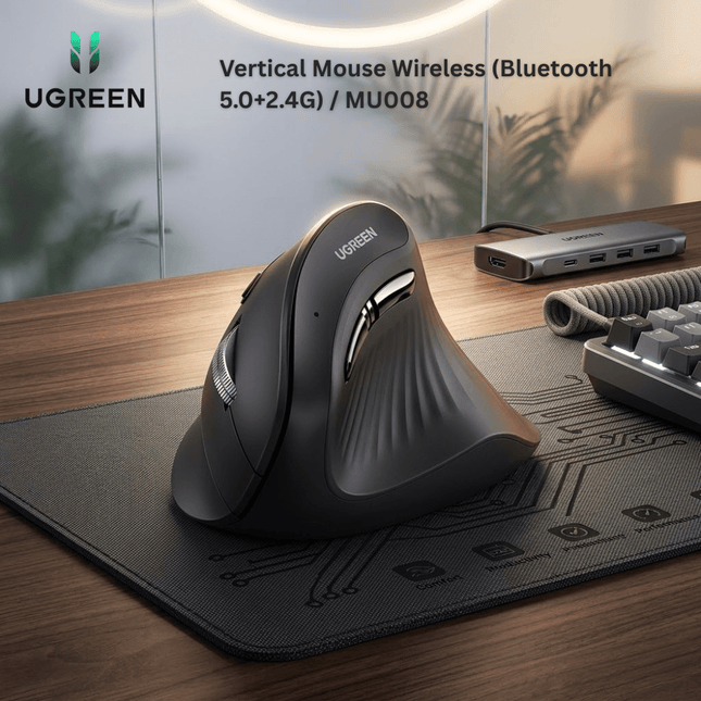 UGREEN Vertical Mouse Wireless (Bluetooth 5.0+2.4G) / MU008 - Bestways Smart - home Solutions