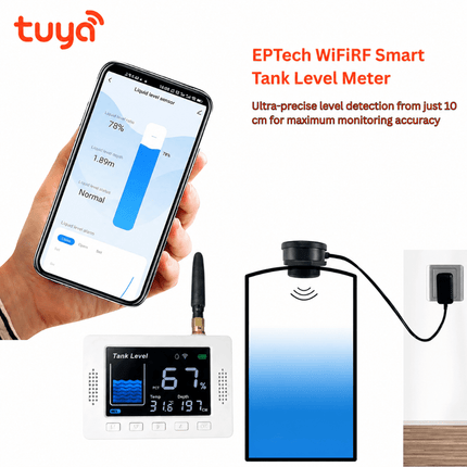 Wireless Tank Level Meter – WiFi Screen + RF Sensor with External Antenna | Stainless Steel | EPTech WiFiRF - Bestways Smart - home Solutions